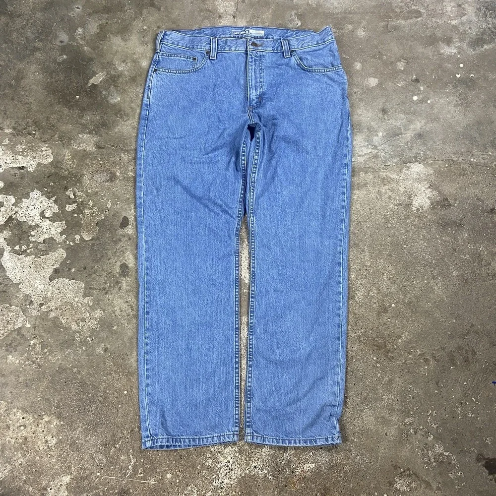 Carhartt Jeans Size 38x32 Blue Denim Light Wash Relaxed Straight Fit 105119 H83